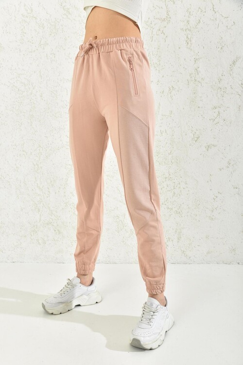 Powder Zipper Detail Blocked Two-Thread Sweatpants