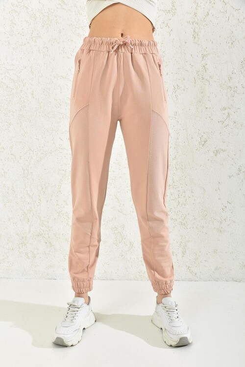 Powder Zipper Detail Blocked Two-Thread Sweatpants