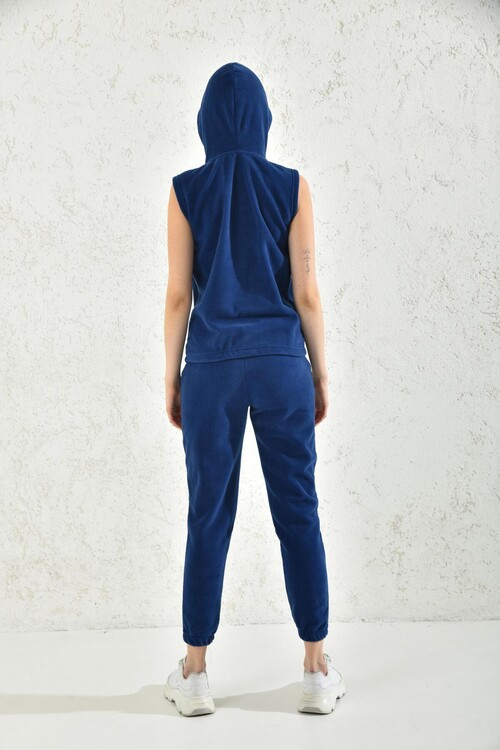 Saks Bağlamalı Cep Detay Spor Pantolon