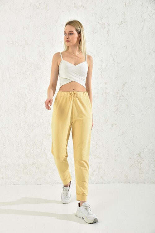 Yellow Thread Tie Pocket Detailed Sweatpants