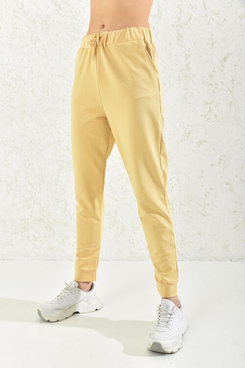 Yellow Thread Tie Pocket Detailed Sweatpants