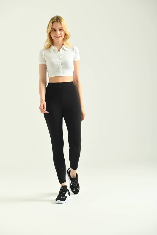 Black Elastic Waist Leggings
