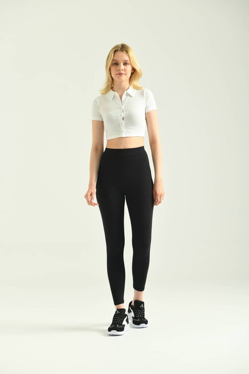 Black Elastic Waist Leggings