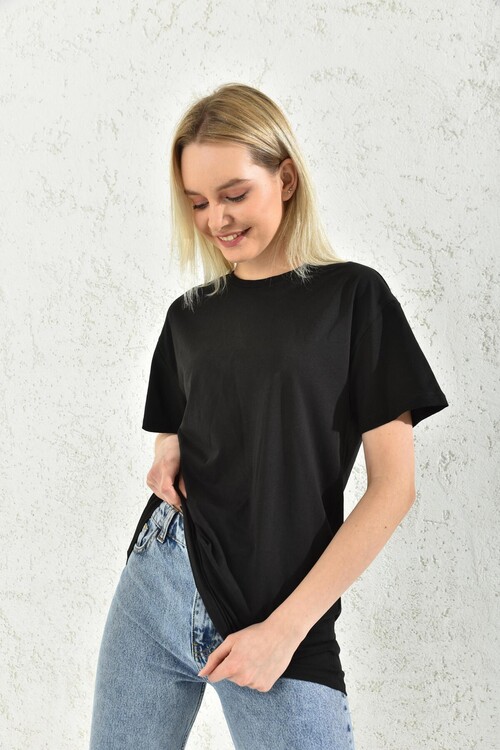 Black Short Sleeve Back Printed T-Shirt