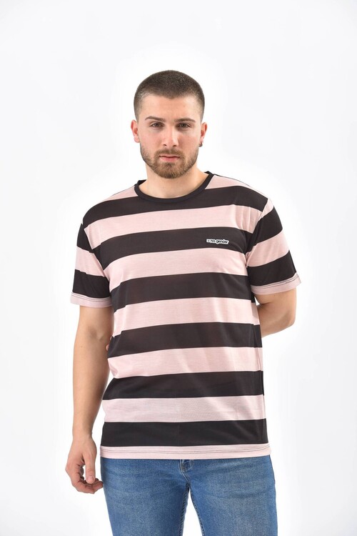 Black Regular Fit Striped Ringelli T-Shirt