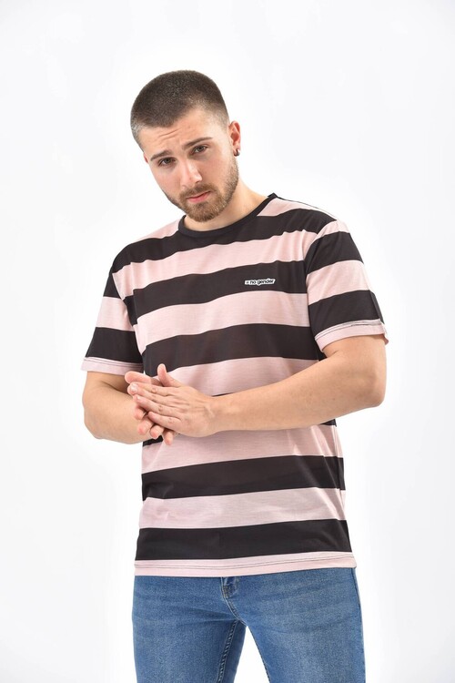 Black Regular Fit Striped Ringelli T-Shirt
