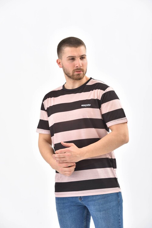 Black Regular Fit Striped Ringelli T-Shirt
