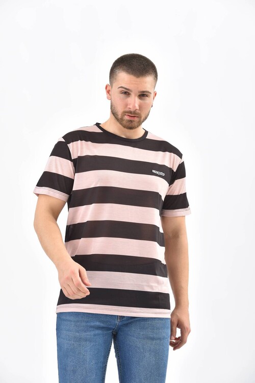 Black Regular Fit Striped Ringelli T-Shirt