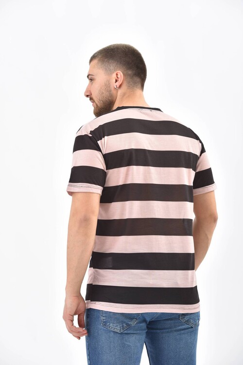 Black Regular Fit Striped Ringelli T-Shirt