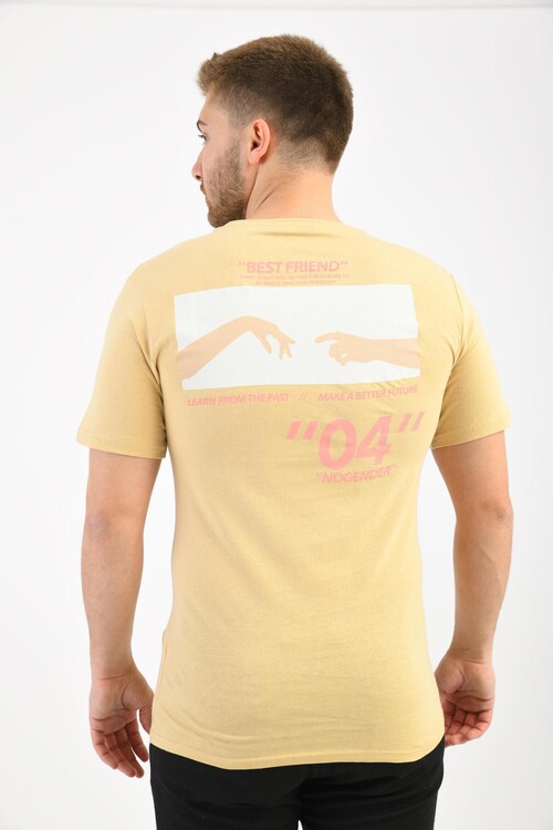 Salmon Front Back Print Detailed T-Shirt