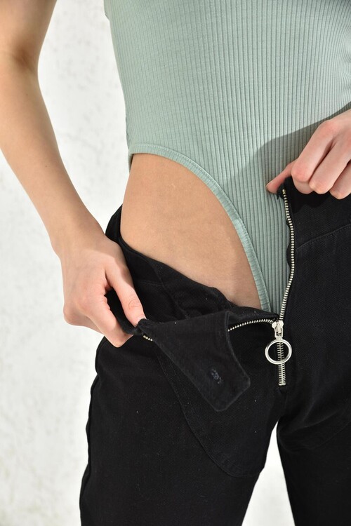 Water Green Halter Neck Snap Fastener Body