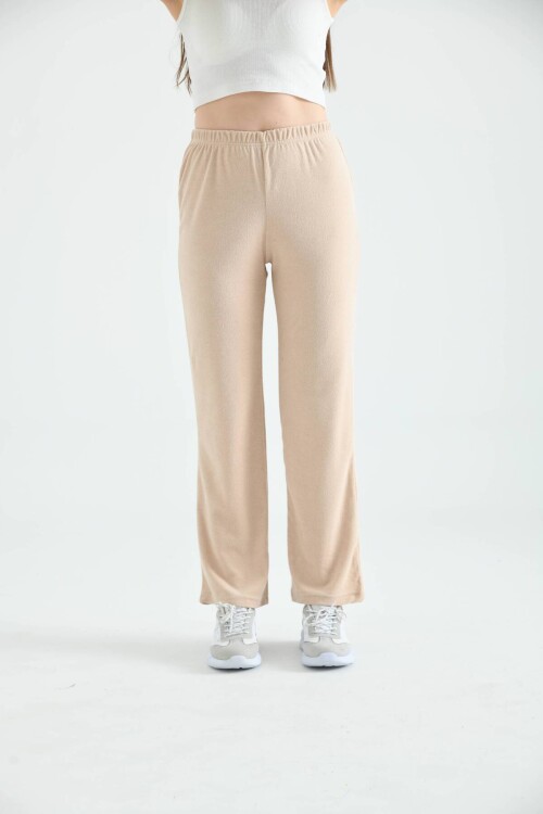 Stone Towel Fabric Wide Leg Knitted Trousers