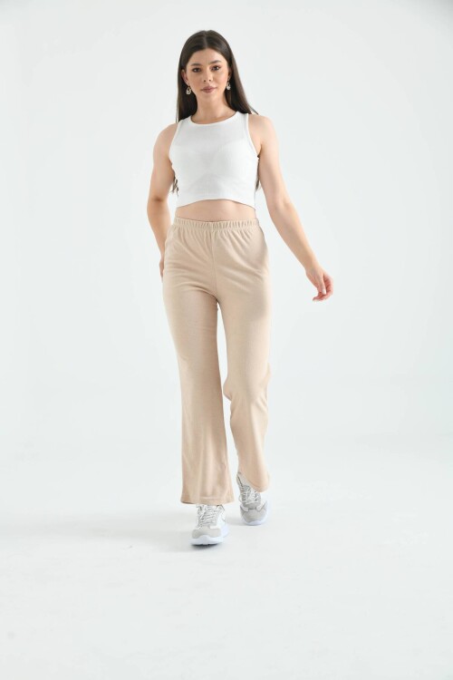 Stone Towel Fabric Wide Leg Knitted Trousers