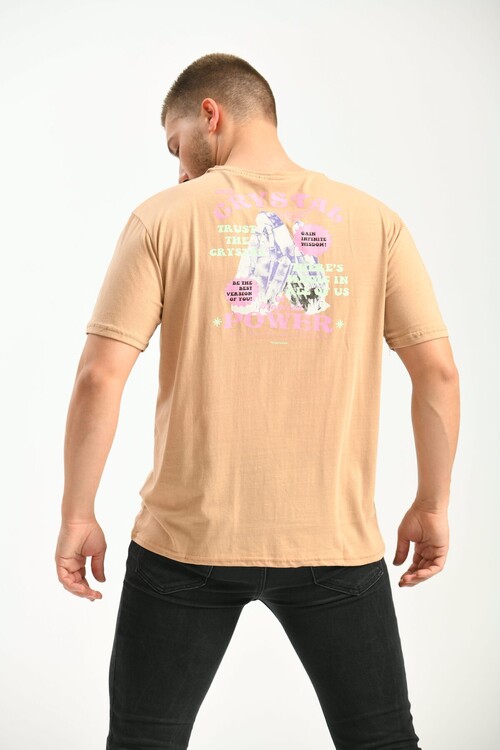 Stone Regular Fit Printed 100% Cotton T-Shirt
