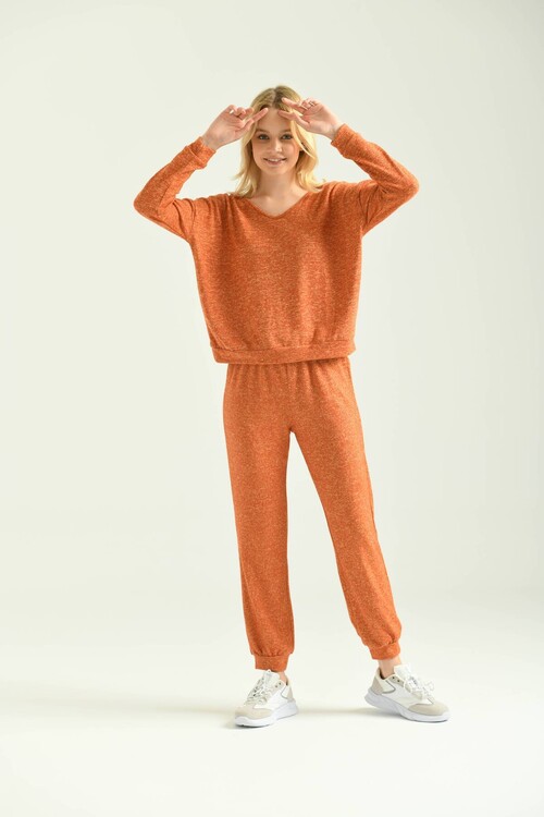 Orange Soft Fabric Knitted Sweatpants