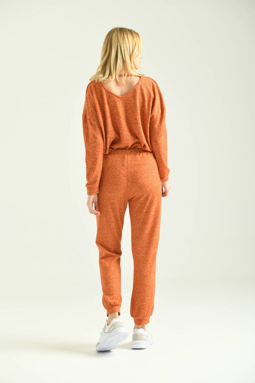 Orange Soft Fabric Knitted Sweatpants