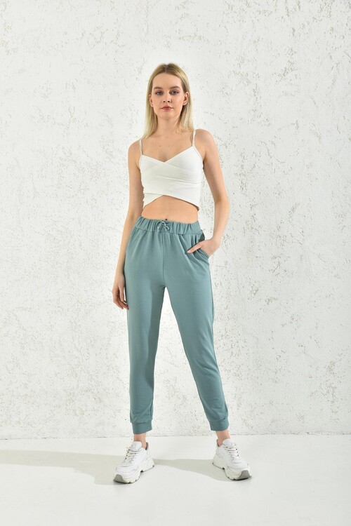 New Blue Elastic and Tied Sweatpants