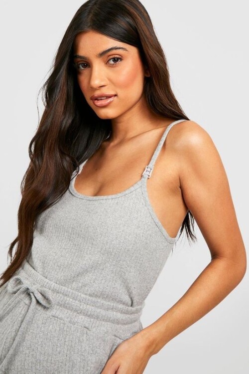 Annelere Özel Gri Kaşkorse Emzirme Alt-Üst Set