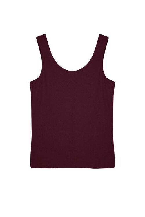 Bordo Fitted Havuz Yaka Fitilli Esnek Örme Atlet