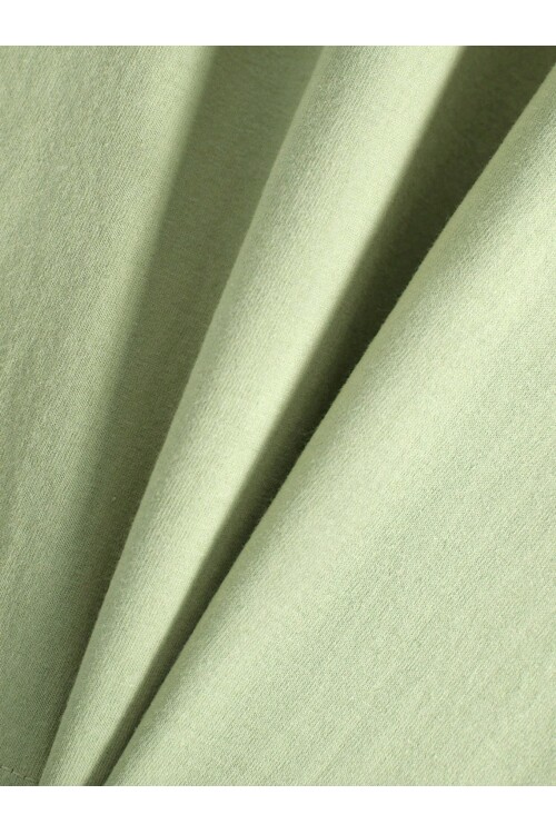 Erkek Açık Yeşil Arkası Active Ayıcık Baskılı Bisiklet Yaka T-Shirt