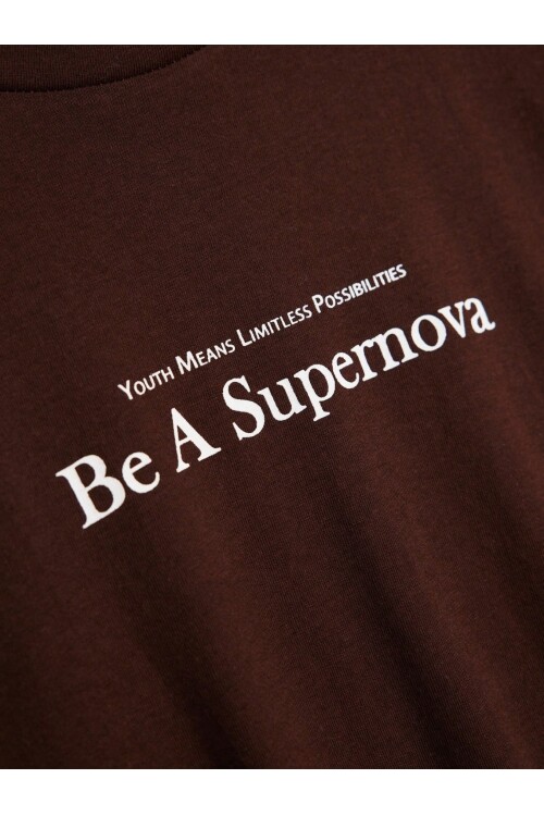 Erkek Kahverengi Bisiklet Yaka Be A Supernova Baskılı T-Shirt
