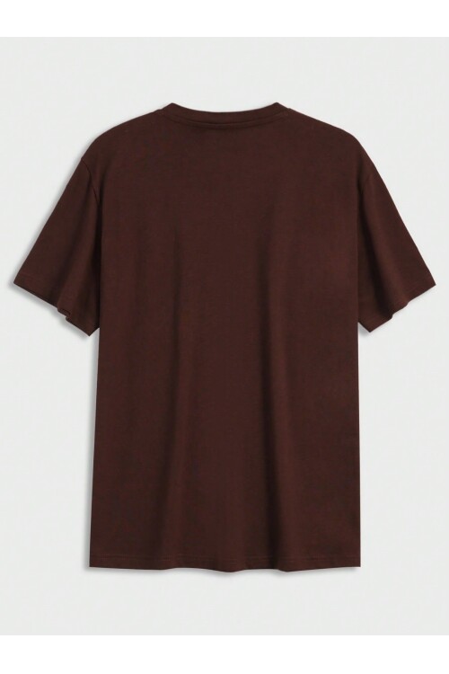 Erkek Kahverengi Bisiklet Yaka Be A Supernova Baskılı T-Shirt