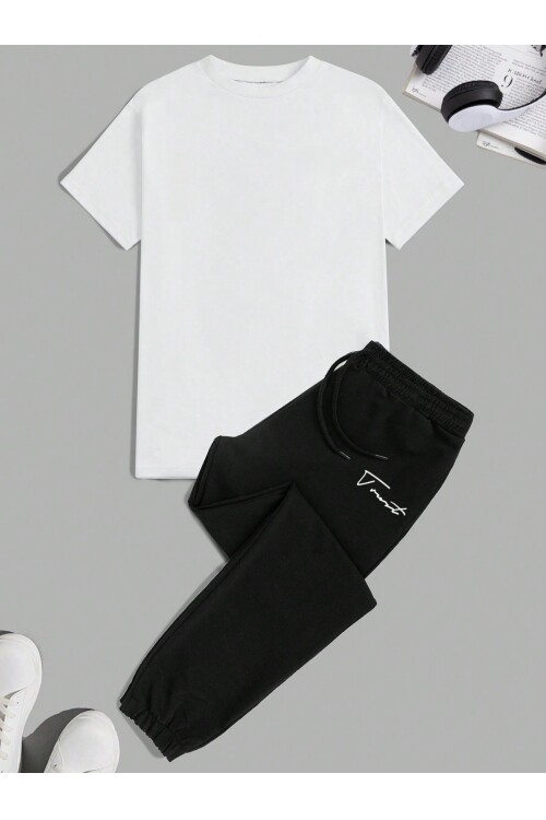 Erkek Siyah Bel ve Paça Lastikli Cep Detaylı Eşofman Altı