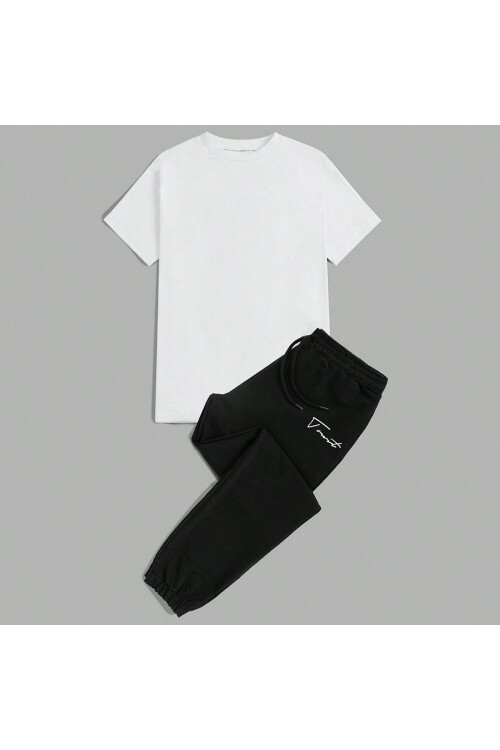 Erkek Siyah Bel ve Paça Lastikli Cep Detaylı Eşofman Altı