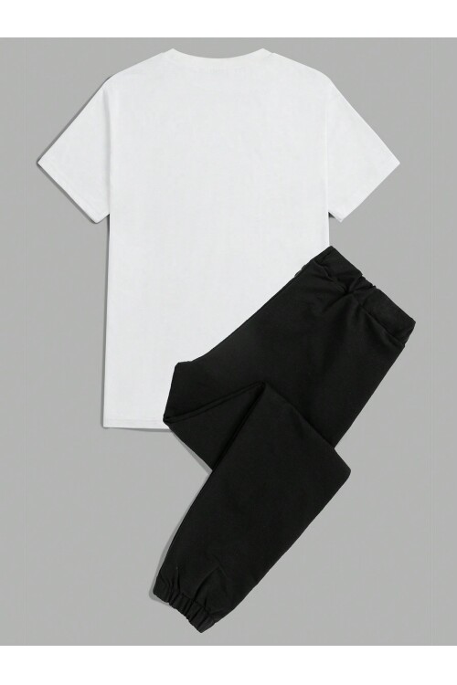 Erkek Siyah Bel ve Paça Lastikli Cep Detaylı Eşofman Altı