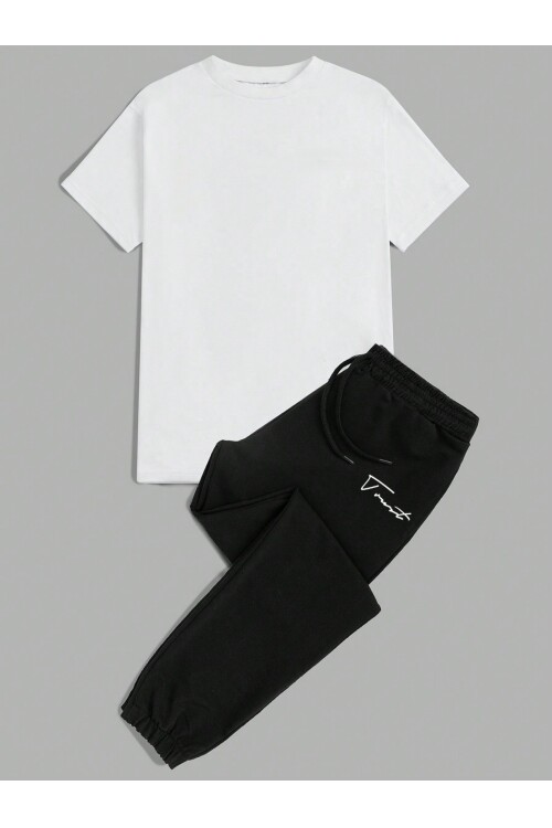 Erkek Siyah Bel ve Paça Lastikli Cep Detaylı Eşofman Altı