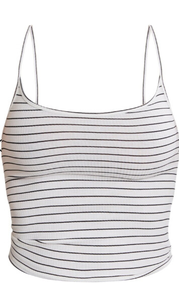 Kadın Beyaz Çizgili İnce Askılı Atlet 