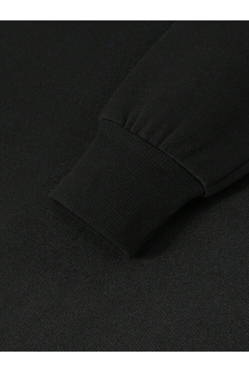 Siyah Önü Bisiklet Yaka Kalp Simgeleyen İskelet Baskılı Sacin Rose Uzun Kol T-shirt