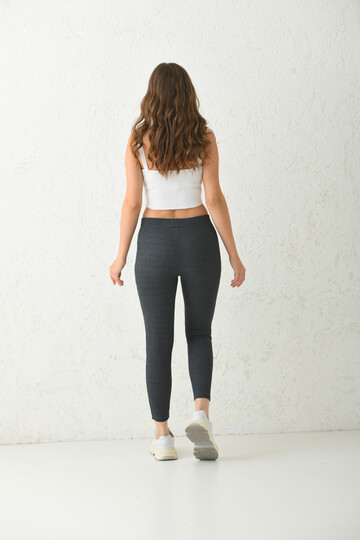 Anthracite Elastic Waist Fitted Knitted Leggings