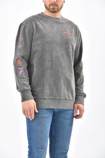Antrasit Kol ve Sırt Baskı Detaylı Sweatshirt