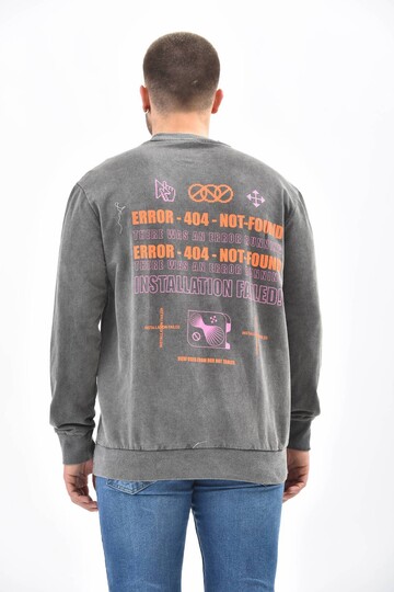 Antrasit Kol ve Sırt Baskı Detaylı Sweatshirt