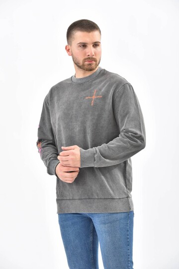 Antrasit Kol ve Sırt Baskı Detaylı Sweatshirt