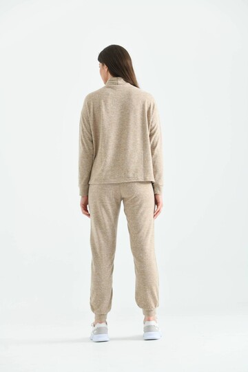 Beige Turtleneck Soft Knitted Pajamas Set