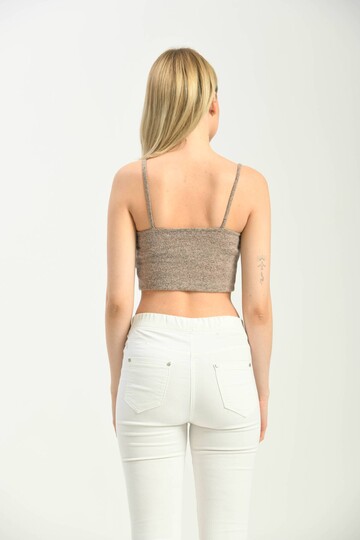 Beige Front Pleated Strap Bustier