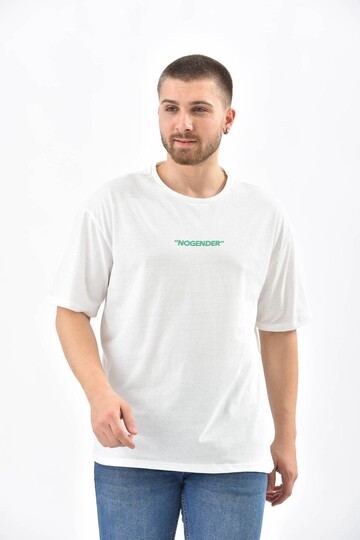 Beyaz Baskı Detaylı Relaxed Fit T-Shirt