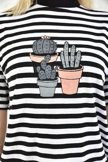 White Cactus Printed Striped T-Shirt