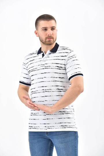 White Polo Neck Printed Short Sleeve T-Shirt
