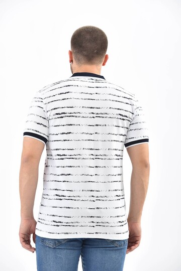 White Polo Neck Printed Short Sleeve T-Shirt