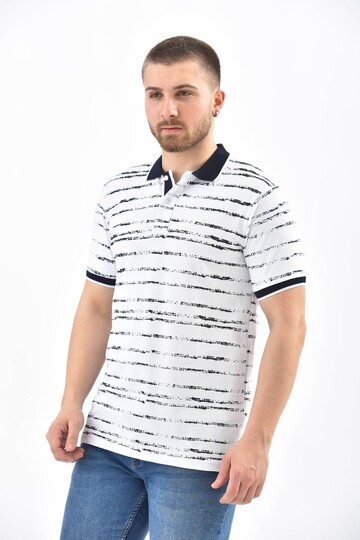 White Polo Neck Printed Short Sleeve T-Shirt