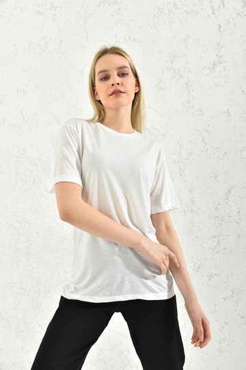 White Back Print Detailed T-Shirt
