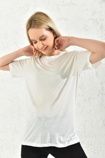 White Back Print Detailed T-Shirt