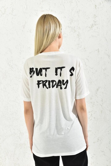 White Back Print Detailed T-Shirt