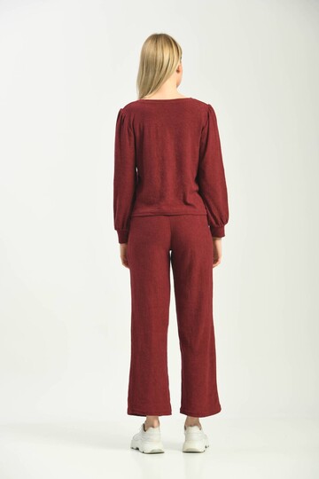 Claret Red Knitted Terry Fabric Pajamas Set