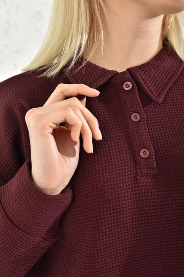 Bordo Polo Yaka Crop Bluz