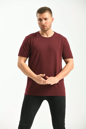 Claret Red Regular Fit Crew Neck Short Sleeved T-Shirt