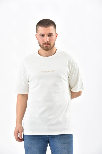 Ekru Baskı Detaylı Relaxed Fit T-Shirt